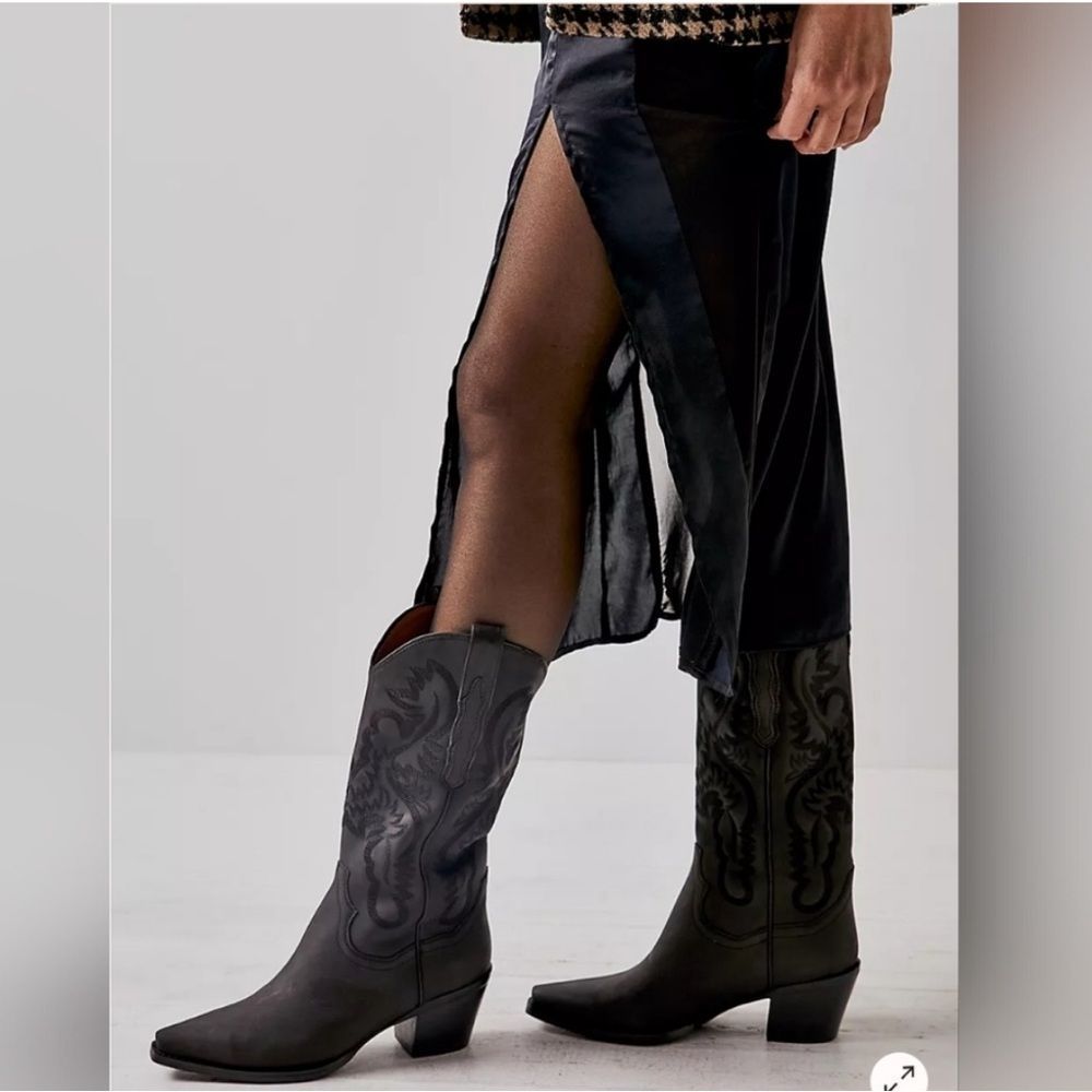 Jeffrey Campbell Gray Western Embroidered Heeled Boots